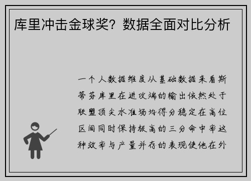 库里冲击金球奖？数据全面对比分析